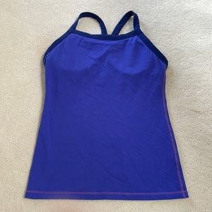 Lululemon Luon Tank Top in Vibrant Purple and Navy Straps w Mesh Pocket on Back